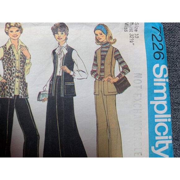 Simplicity Misses Pants Skirt Vest Sewing Pattern sz 10 7226 - uncut - Picture 2 of 13